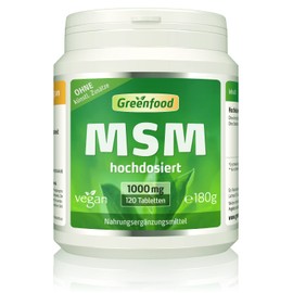 MSM, 1000 mg, Tablets, Hochdosiert – Greenfield – No Artificial Additives, Vegan, , ,
