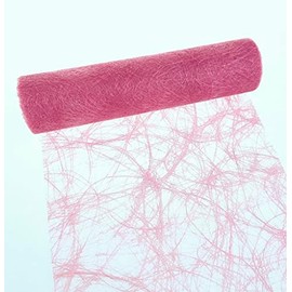 SIZOWEB Table Runner / 25 m Roll + 100 Free Decorative Diamonds, Polyester, Pink, 30 cm Width