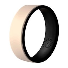 Knot Theory Silicone Ring in Champagne Gold & Black – 2-Toned Breathable Comfort Fit – 6mm Size 8 Silicone Wedding Band, for Sports Activities, Breathable Comfort Fit