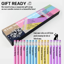GIFTSFARM Taylor 16 Iconic Hits Pencil Set, Gift Merch for Music Lovers, Taylor Gifts for Birthday Girls, Blue Yellow Pink Purple Pencils, Christmas Gift for Girls