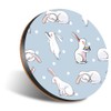 1 x Round Jumbo Size Coaster 12cm Cute Easter Bunny
