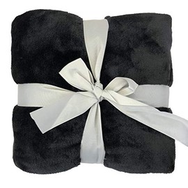 Allgala 60x45 Super Soft Flannel Plush Light Weight Throw Blanket-Black-BLK82306