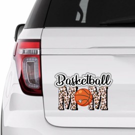 Basketball Mom Sticker, Leopard Print Basketball Vinly Decal for Cars Laptops, Windows, Walls, Fridge, Toilet and More - Sport Theme Stickers 15in