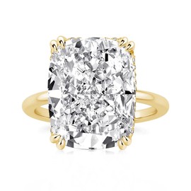 Effinny Engagement Ring for Women 6.0ct Elongated Cushion Cut,18K Gold Plated Sterling Silver Simulated Diamond Promise Ring(Size:5)