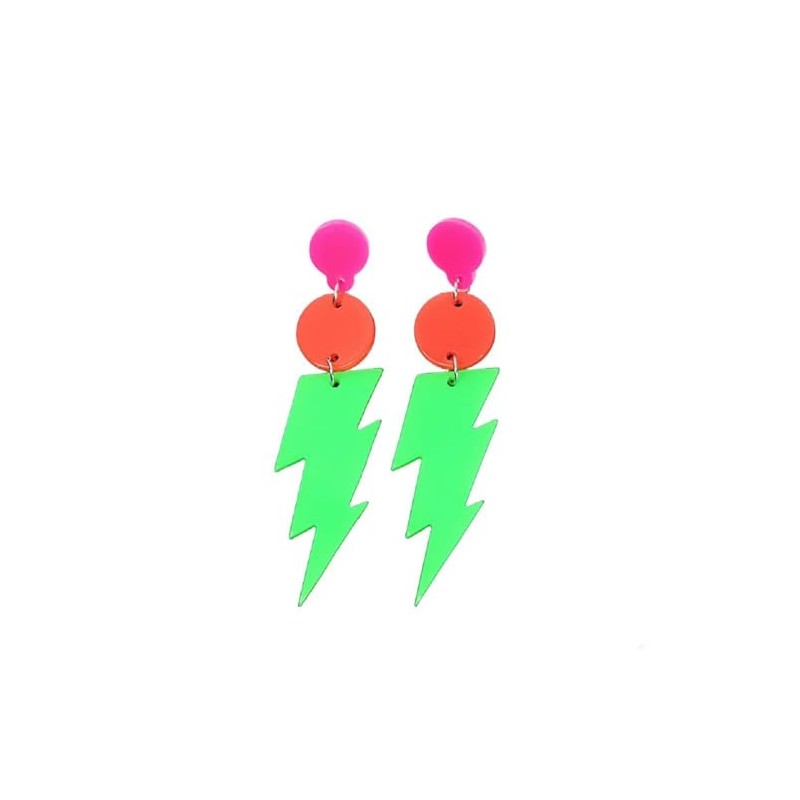 80s 90s Neon Earrings Retro Acrylic Lightning Drop Dangle Earring