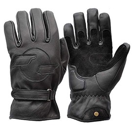Goldtop Short Fleece Lined CE APPROVED Cruiser Leather Motorcycle Gloves - Black (XL - 9" to 9.5")