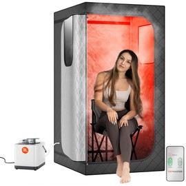 Portable Steam Sauna – 99-Min Timer with 9 Heat Levels 3L Steamer, Rapid Heating, Spacious 31.5” x 31.5” x 63” Design, Large 3-Layer Gray Insulated Waterproof Tent, Foldable Chair, and Safety Features