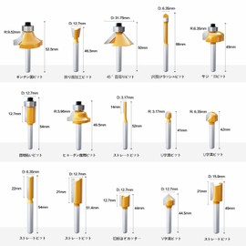 CSOOM Professional Woodworking Trimmer Bit Set, Carbide Router Set, 15 Pieces, 0.2 inch (6 mm) Shaft Diameter Woodworking Tool Router Bit Set, Includes Wooden Storage Box