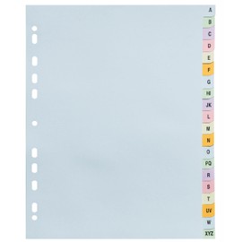 5 Pack | A4 Extra Wide A-Z Alphabetical 20 Part File Subject Dividers | Assorted Pastel Colours