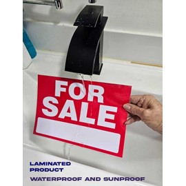 Generic For Sale Sign Stickers 2 Pack | Red, Rectangular, Weather Resistant Vinyl Stickers for Car Window, Business, Owner | Outdoor, Sunproof & Waterproof, 9.7 x 6.7 Inches