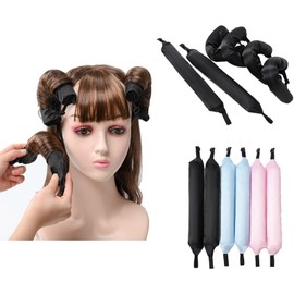 6PCS Lazy Hair Curler Set with Button Foam Rollers Big Wavy Curling Tube Foam Hair Curling Tool