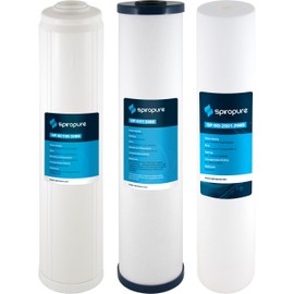 SpiroPure SP-WH325 3-Stage Whole House Water Filter Replacement for SP-WH300 Sediment Chlorine Chloramine Lead Mercury Heavy Metals Fluoride PFOA PFAS Salt Free Descaler