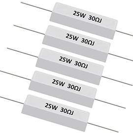 smseace 5pcs 25W 30ohm Ceramic Cement resistors ±5% Tolerance Cement resistors Used in Computer, TV Set, Apparatus