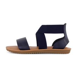 CUSHIONAIRE Women's Chancy stretch gore sandal +Memory Foam and Wide Widths Available, Navy 9W