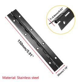 Qrity Pack of 2 Heavy Duty Furniture Hinge, Stainless Steel Hinge Piano Hinge for Boat Cabinets, Pianos, Cabinet Doors, 150 mm (6 Inch)