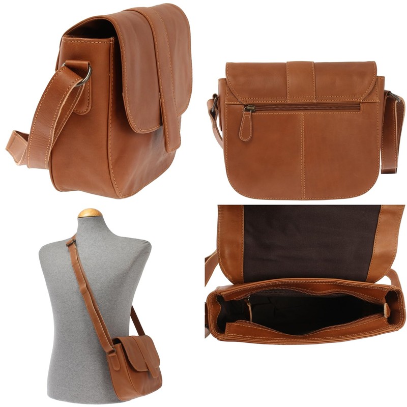 LECONI LE0074 Women's Small Shoulder Bag Natural Soft Leather Handbag
