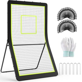 4*7Ft Baseball Rebounder, Adjustable Lacrosse rebounder with 5 Angles, Stable and Durable Volleyball Rebounder Suitable for Basketball Lacrosse Soccer Training. Rebounder Net Suitable for Any Weather