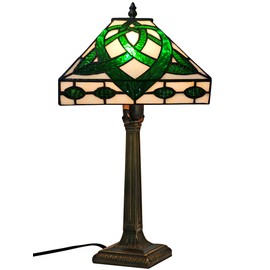 KY&BOSAM Tiffany Celtic Table Lamp St Patrick's Day Decor Shamrock Stained Glass Lamp Tiffany Style Art Glass Desk Lamp18 Inches Tall 8.50 Inches Wide Lamp Beside Lamp 1 Bulb Antique Zinc Base