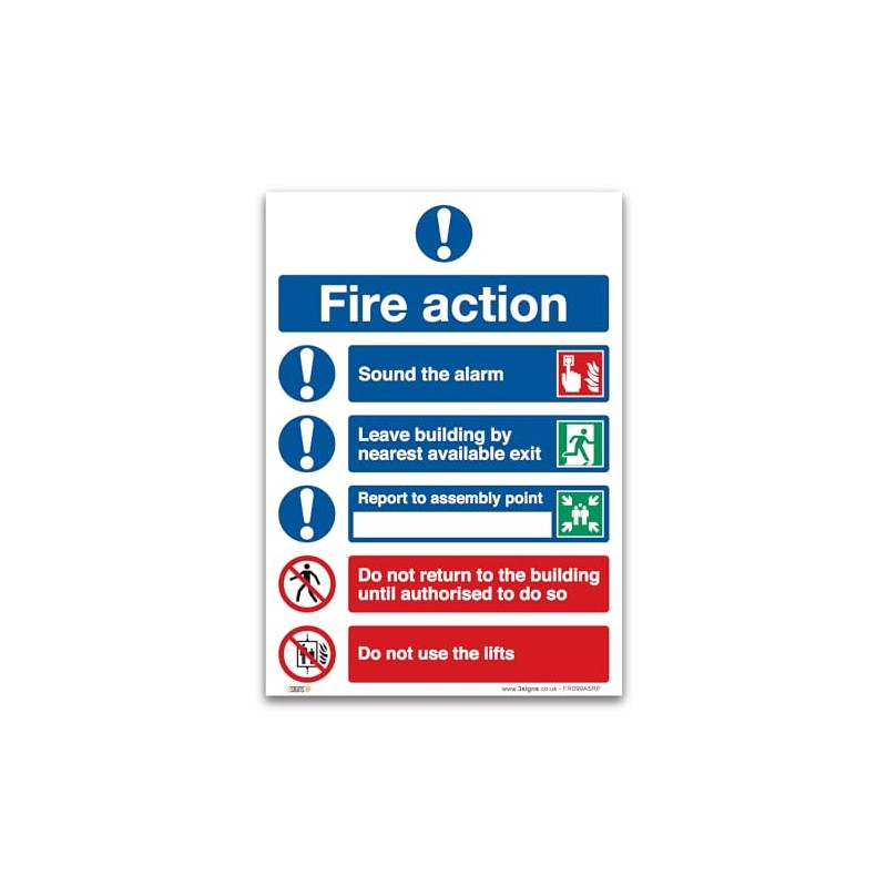 stika.co Fire Action Symbolised Plan A5 148x210mm 1mm Rigid PVC