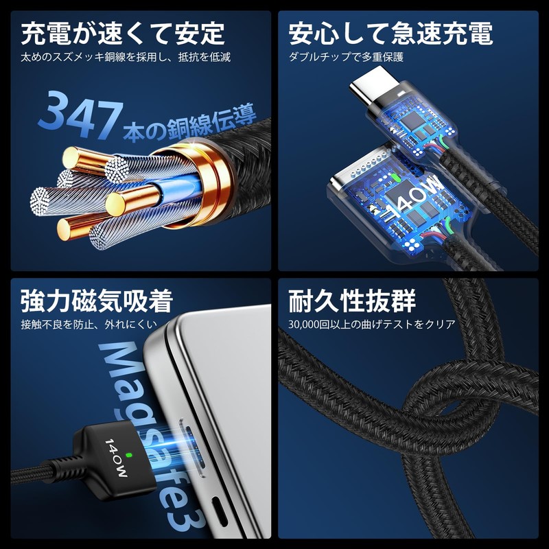 Ocbuo 140W Macbook Air Charging Cable, PD3.1 Ultra Fast Charging