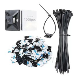 1000pzs Cables Organizador Bases Adherible Para Cincho Negro