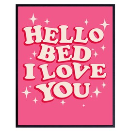 Cute Wall Decor for Bedroom Aesthetic - Pink Bedroom Wall Art for Women - Teen Girls Bedroom Decor - Cool Indie Chic Bedroom Art - Retro style Quirky Bedroom Decor - Funky Bedroom Decor Funny Saying
