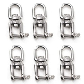 Flomore M5 Jaw And Eye Swivel Shackle 304 Stainless Steel Boat Anchor Chain Connectors (Pack of 6)