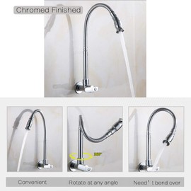 Kitchen Sink Faucets 360 Rotatable Single Lever Stainless Steel Wall-Mounted Kitchen Tap Ktichen Faucet Chrome Finished