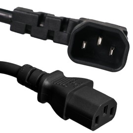 Iron Box Angled C14 to C13 Power Cords - 4 Foot, Right Angle, Black, 15A/250V, 14/3 AWG, IEC 60320 - Iron Box Part # IBX-4940-04