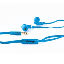 Vorago EP-103 Audifonos Alámbricos, Mini Jack 3.5 mm, Almohadillas Intercambiables y Manos libres, Azul