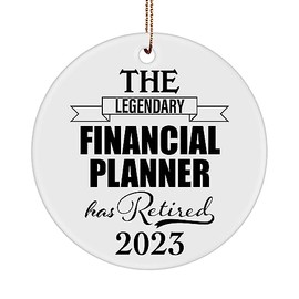 The Legendary Financial Planner Has Retired 2023 Circle Ornament Retirement Gifts for Him Her Men Women Coworker Boss Friend Mom Dad Aunt Uncle from Daughter Son Christmas Tree