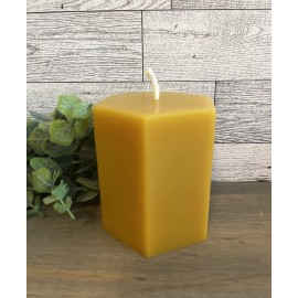 beeswax Pure Beeswax (bees wax)  - 3" x 3" hexagon hex shaped pillar candle, solid