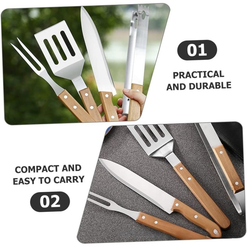 Multifunctional BBQ Grill Tool Set/Barbecue, 5 Pieces with Carry Bag,