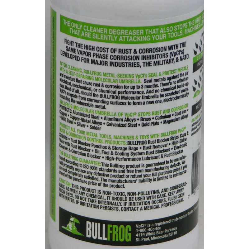 BullFrog 94166 Cleaner Degreaser & Rust/Corrosion Blocker Cleans & Protects