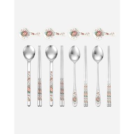Sammi Spoon England Zen 12 Flower Ceramic Cutlery Gift Set 8P (4 sets of cutlery + 4 spoon rests) / 삼미수저 잉글랜드 젠 12꽃 세라믹 수저 선물세트 8P(수저4벌+수저받침4개)