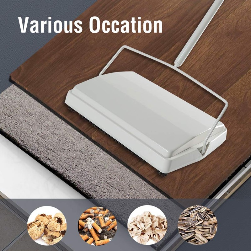 JEHONN Carpet Floor Sweeper with Horsehair, Non Electric Manual Sweeping,