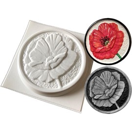 Poppy Garden Concrete or Plaster Plaque Mould Stepping Stone Mold
