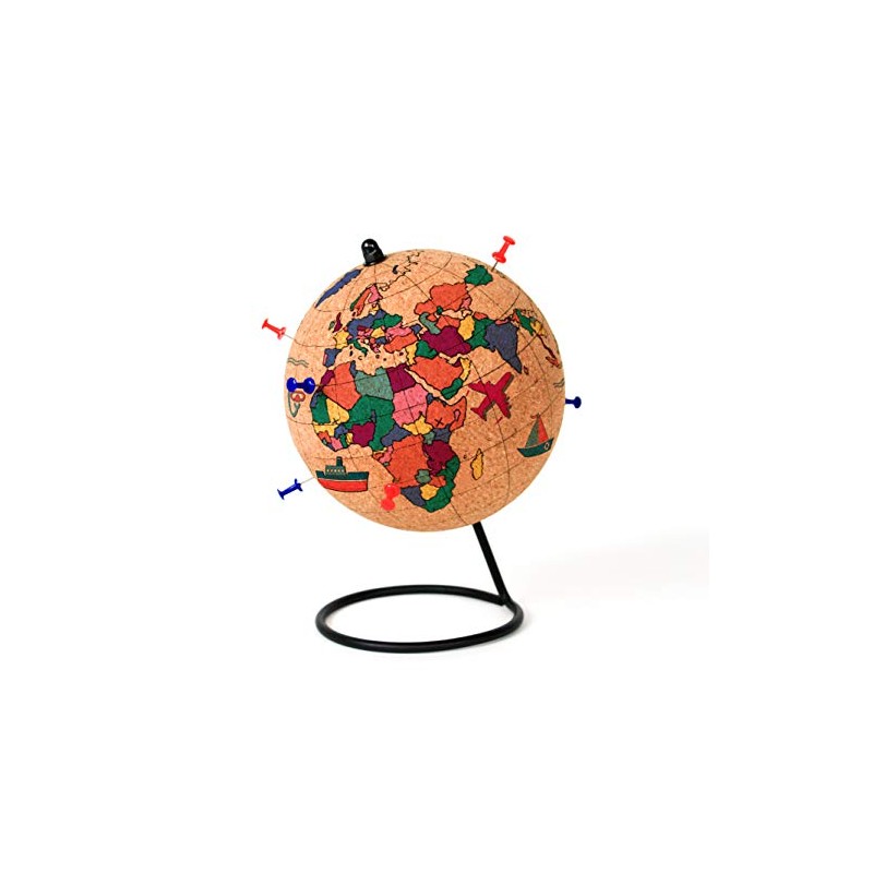 Gift Republic Cork Color Globe with Pins, 14 x 14