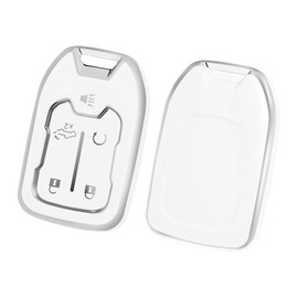 YALNORVA Car Key Fob Cover Compatible with GMC, Key Fob Case Shell Fits for Chevy Suburban Silverado GMC Sierra Terrain Acadia 1500 2500HD 3500HD Car Accessories Smart Remote Key Holder, Silver White