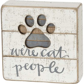 Primitives by Kathy Hand-Lettered Slat Box Sign We're Cat People