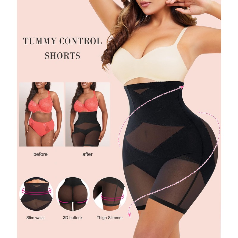 Nebility Womens' Tummy Control High Waist Trainer Body Shaper (Large,