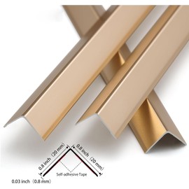 Gaahing Aluminum L Molding Corner Guards, Peel and Stick Trim for Wall Protection, Door Frame, Tile Edge (3Pcs x 4.26ft x 0.8in, Matte Gold)