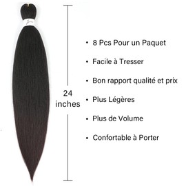 X-Tress 8 Packs 24 Inch Braiding Hair Easy Braids Red Kanekalon Synthetic Hair for Braiding Pre Stretched Hair Ombre Knotless Braids Hot Water Use Crochet Braid Hair Extension Ombre to Red (#T1B/99J)