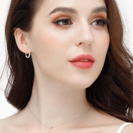 925 Sterling Silver Hoop Earrings for Women, White Gold Plated Silver Hoop Earrings, Hypoallergenic Silver Sleeper Hoops Earrings, 20mm Hoop Earrings, Birthday Jewelry Gift for Women