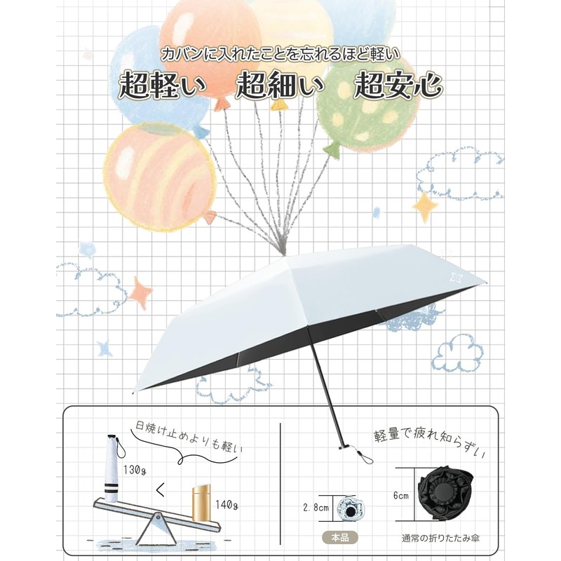 Lilac Folding Umbrella, blue (pale), 55 cm