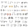 30 Pairs Whtie Gold Silver Plated Post Cute Animal Star