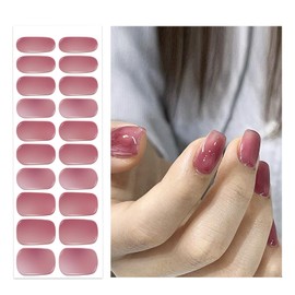Oauee Semi Cured Gel Nail Strips | 20 Gel Nail Stickers | For Uv/Led Manicure Lamps | Salon Quality, Easy Application And Removal(Dry Rose Gradient Color)