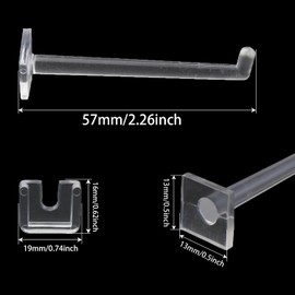 heyous 10PCS 57mm Length Supermarket Shelf Display Rack Transparent Mini Acrylic Hooks Showcase Party Keychains for Hanging Rope Reels Packaging Ribbons Hair Accessories