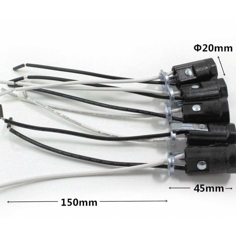 EFINEHOME 5 Pack Candelabra Socket, Black Keyless Phenolic Candelabra Base