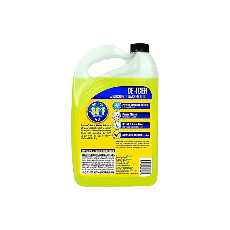 Prestone AS253 De-Icer Windshield Washer Fluid, Freeze Protection 1 Gallon